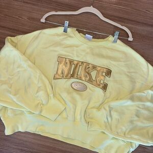 Yellow Cropped Nike Sweatshirt